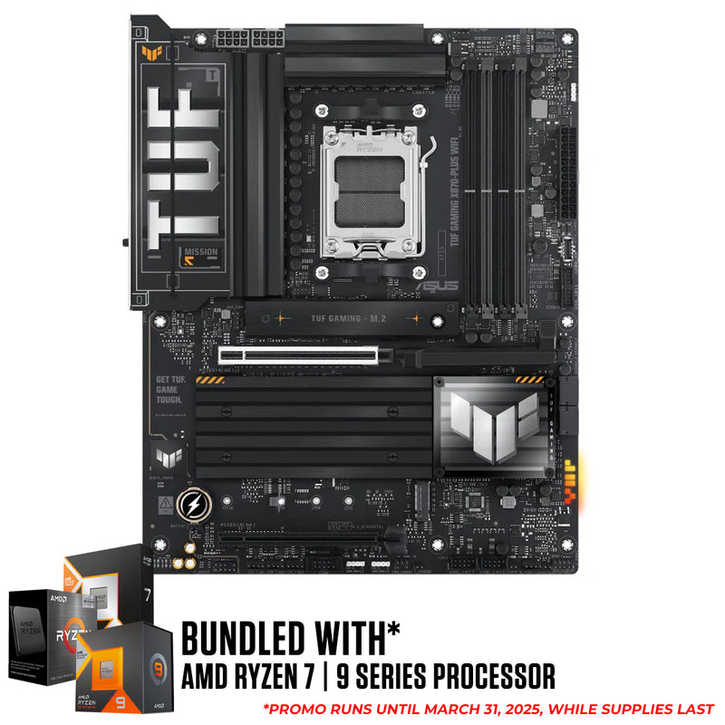 Asus TUF Gaming X870-PLUS Wifi DDR5 Motherboard Bundle (Ryzen 7 5700X3D, Ryzen 7 5800X3D, Ryzen 7 7800X3D, Ryzen 7 9800X3D, Ryzen 9 7900X3D, Ryzen 9 7950X3D)