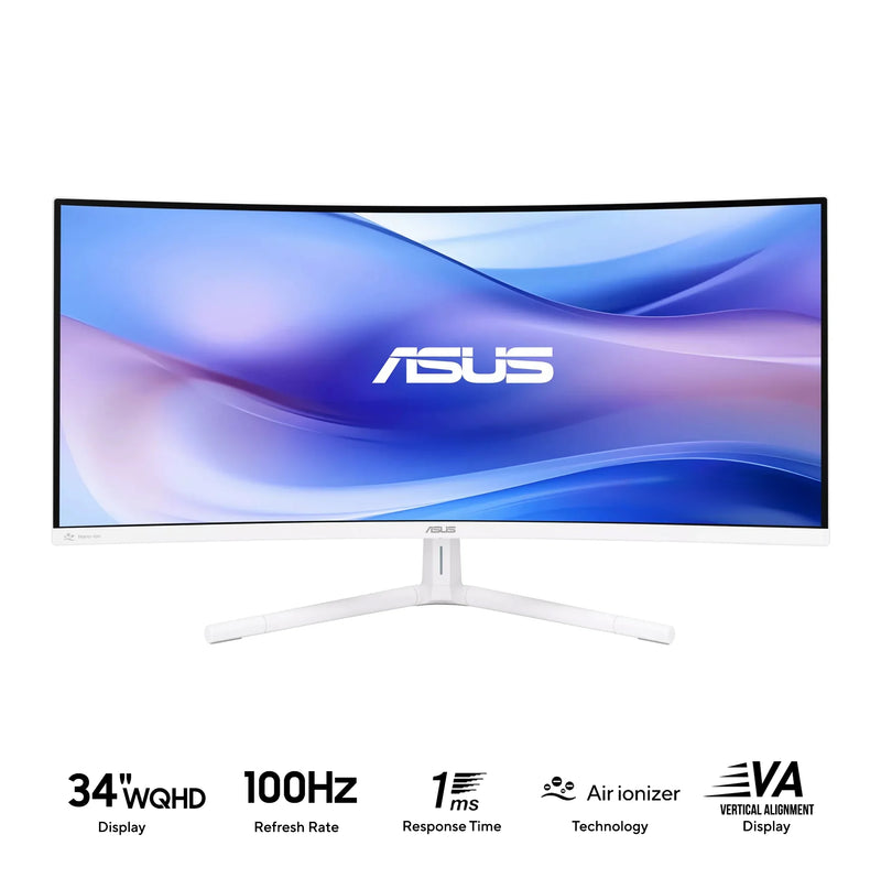 Asus VU34WCIP-W 34" WQHD (3440x1440) Frameless 100Hz 1ms MPRT VA Curved Eye Care Monitor