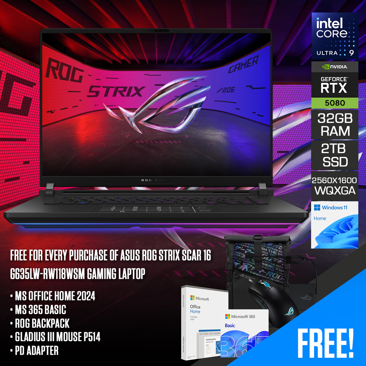Asus ROG Strix Scar 16 G635LW-RW118WSM Gaming Laptop
