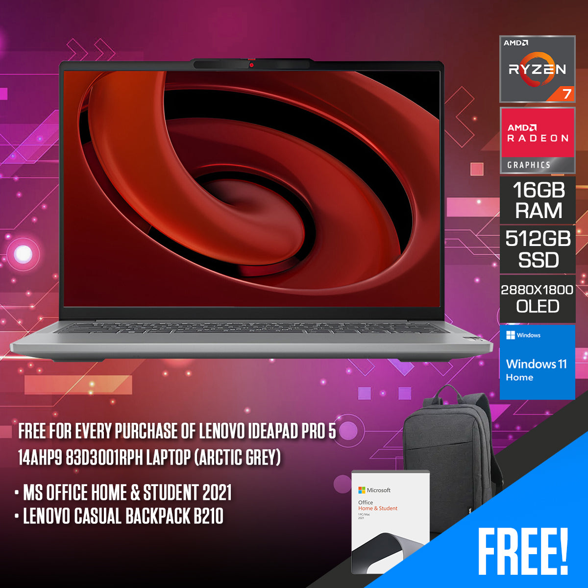 Lenovo Ideapad Pro 5 14AHP9 83D3001RPH Laptop (Arctic Grey)