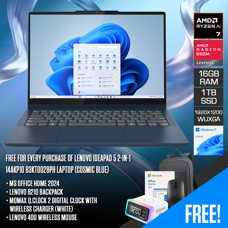 Lenovo IdeaPad 5 2-in-1 14AKP10 83KT0028PH Laptop (Cosmic Blue) | DataBlitz