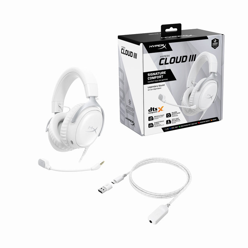 HyperX Cloud III Gaming Headset For PC/PS5/PS4/XBOX Series X/S / XBOXONE/NSW/Mobile (Black, Black/Red, White/Pink, White/Silver)