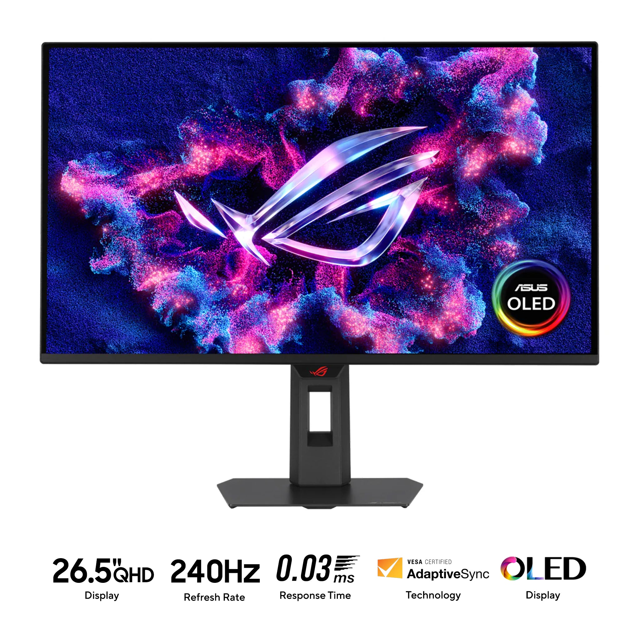 ASUS ROG Strix OLED XG27AQDMES 26.5" QHD (2560x1440) 240Hz 0.03ms GTG QD-OLED Ultra Fast Gaming Monitor with Tilt, height, Swivel & Pivot Adjustment