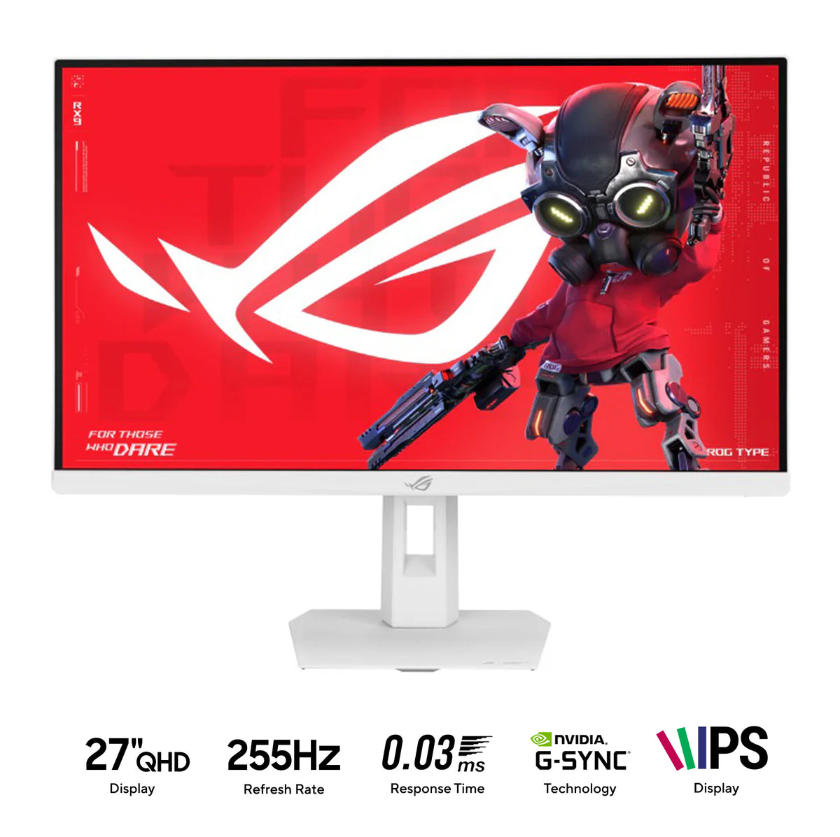 Asus ROG Strix XG27ACMES-W 27" QHD (2560x1440) 255Hz OC 0.3ms Fast IPS Gaming Monitor with Tilt, Height, Pivot & Swivel Adjustment