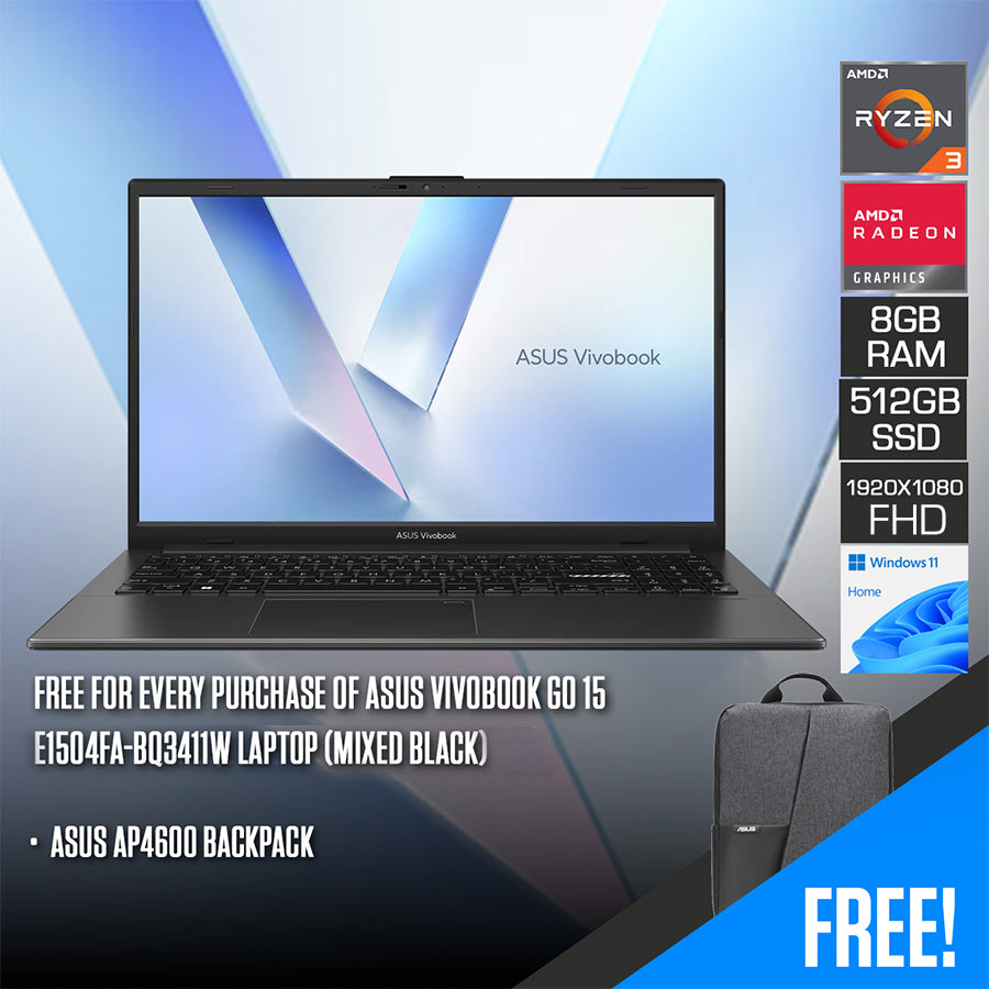 ASUS Vivobook Go 15 E1504FA-BQ3411W Laptop (Mixed Black)