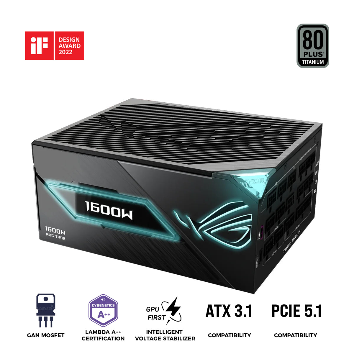 ASUS ROG THOR 1600W Titanium III EVO ATX 3.1 80+ Titanium Gaming Power Supply (ROG Equalizer)