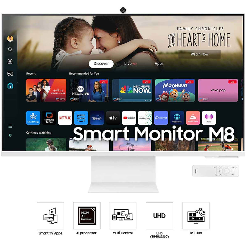 Samsung LS32DM801UEXXP 32" 4K (3840x2160) 60Hz 4ms GTG HDR10 VA Smart Monitor w/ 4K AI Upscaling