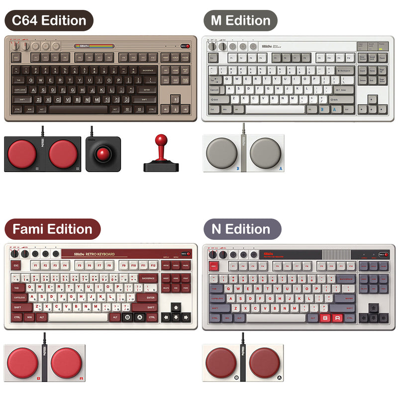 8Bitdo Retro Mechanical Keyboard (C64 Edition, M Edition, N Edition, Fami Edition)