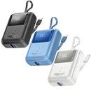 Promate Powerpod-10 10000mAh Ultra Compact 35W Superspeed Power Bank With Built-In USB-C Cable 