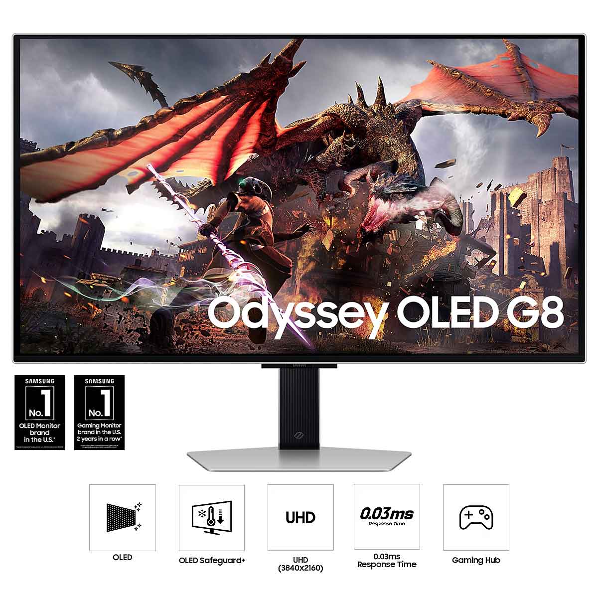 Samsung Odyssey G8 LS32DG802SEXXP 32" 4K (3840x2160) 240Hz 0.03ms (GtG) OLED Gaming Monitor