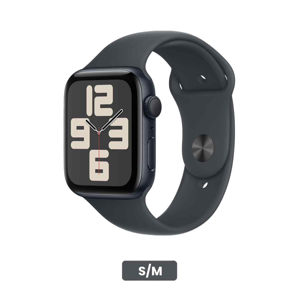 Apple Watch SE GPS 44mm Aluminum Case with Midnight Sport Band - Midnight (S/M, M/L) (MXEJ3ZP/A, MXEK3ZP/A)