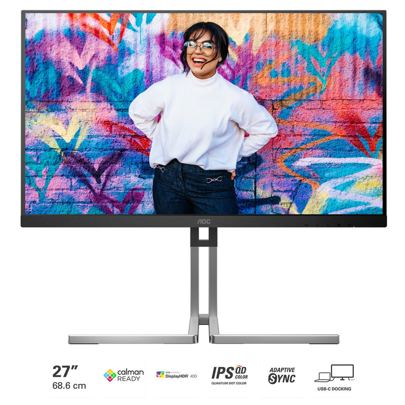 AOC Graphic Pro Q27U3CV/71 27" QHD (2560x1440) 75Hz 4ms GtG IPS QD 3-Sided Frameless Monitor