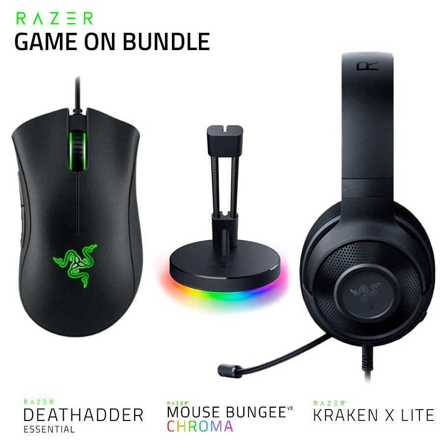 Razer Game On Bundle (DeathAdder Essential + Mouse Bungee Chroma + Kraken X Lite)