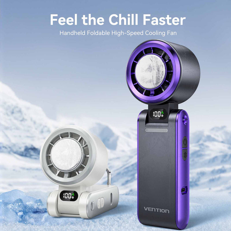 Vention Handheld Foldable High-Speed Cooling Fan (White, Black/Purple) (PBCW0, PBDV0)