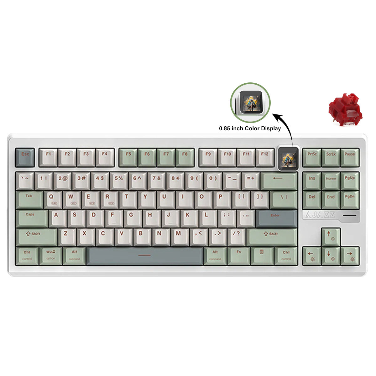 Ajazz QS87 Max RGB Tri-Mode 87-Keys Aluminum CNC Case Hot-Swappable Mechanical Keyboard (Cyan/White/Blue) (Flame Red V2 Switch)