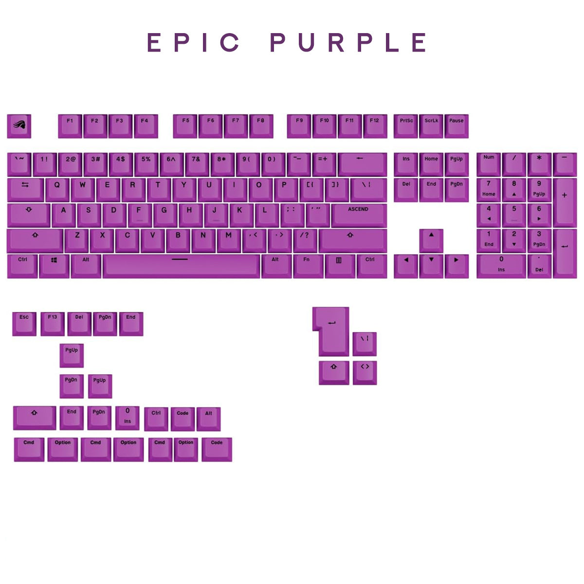 Glorious GPBT Basics Keycaps 130 Keys (Classic Black, Potion Pink, Epic Purple, Revive Red)