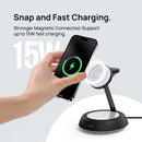 SODI T3 3-in-1 Magnetic 15W Wireless Charging Station for Apple Devices Night Light (Black, White)