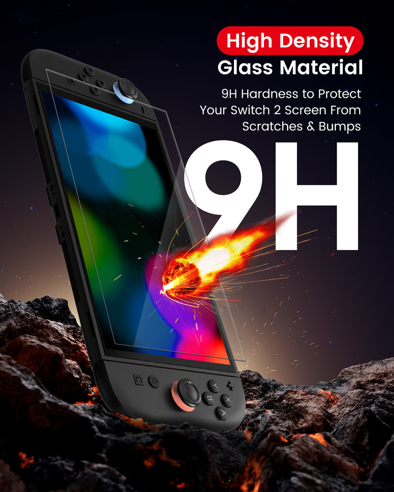 Transnovo Tempered Glass HD Screen Protector 2-Pack with Easy Alignment Black Frame for Nintendo Switch 2 (NS2-SP01)