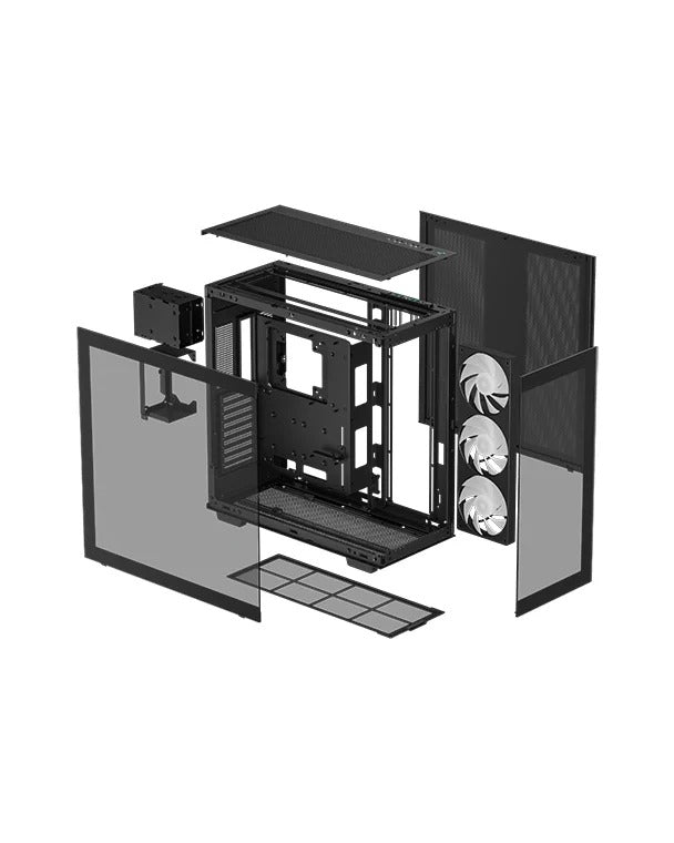 Deepcool CH780 ATX + Panoramic Glass Dual-Chamber Layout w/ Trinity 140mm Fans Full Tower Gaming Case