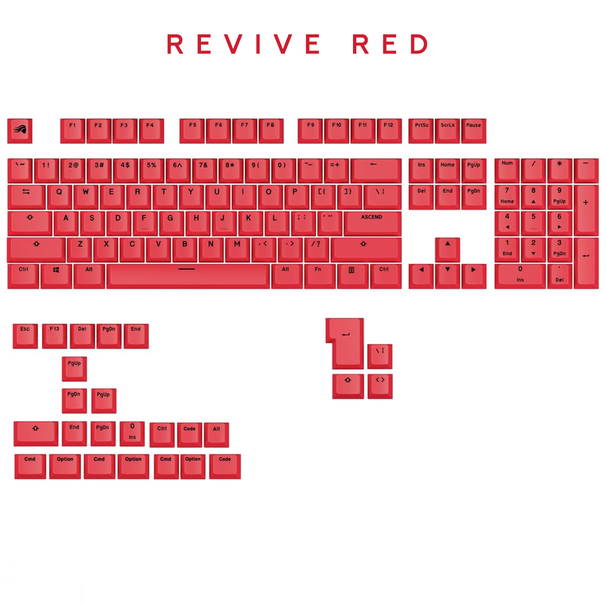 Glorious GPBT Basics Keycaps 130 Keys (Classic Black, Potion Pink, Epic Purple, Revive Red)