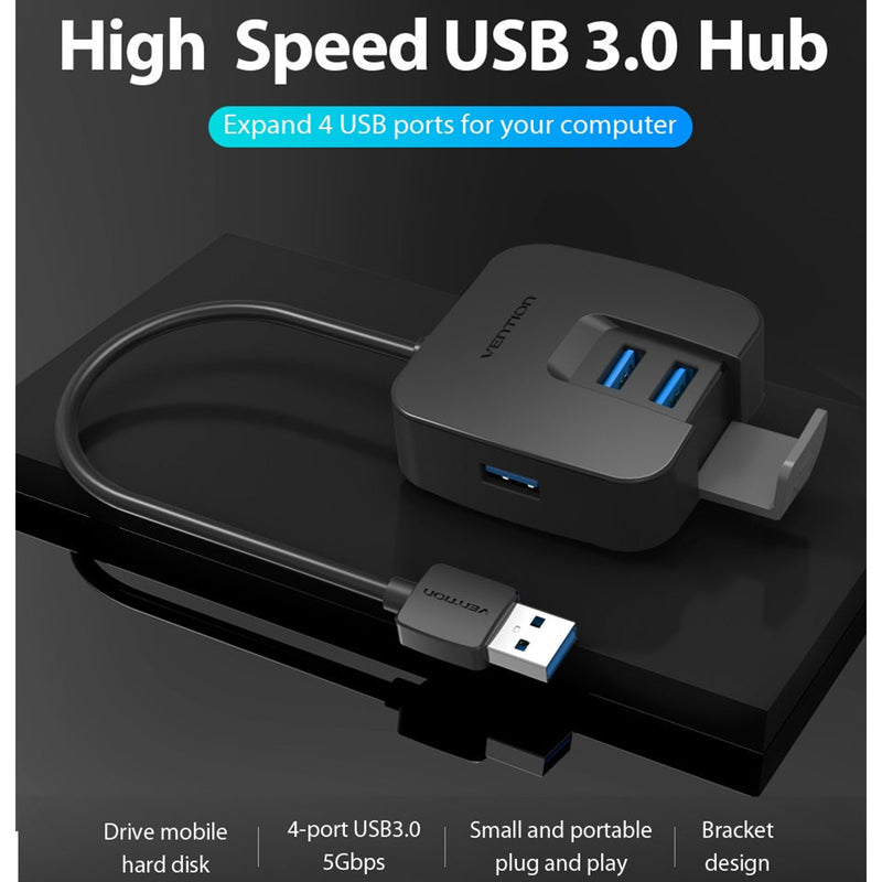 Vention 4-Port USB 3.0 Hub - USB-A to USB 3.0 x 4 + Micro-B - 0.15M (CHBBB)