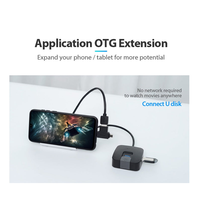 Vention 4-Port USB 3.0 Hub - USB-A to USB 3.0 x 4 + Micro-B - 0.15M (CHBBB)