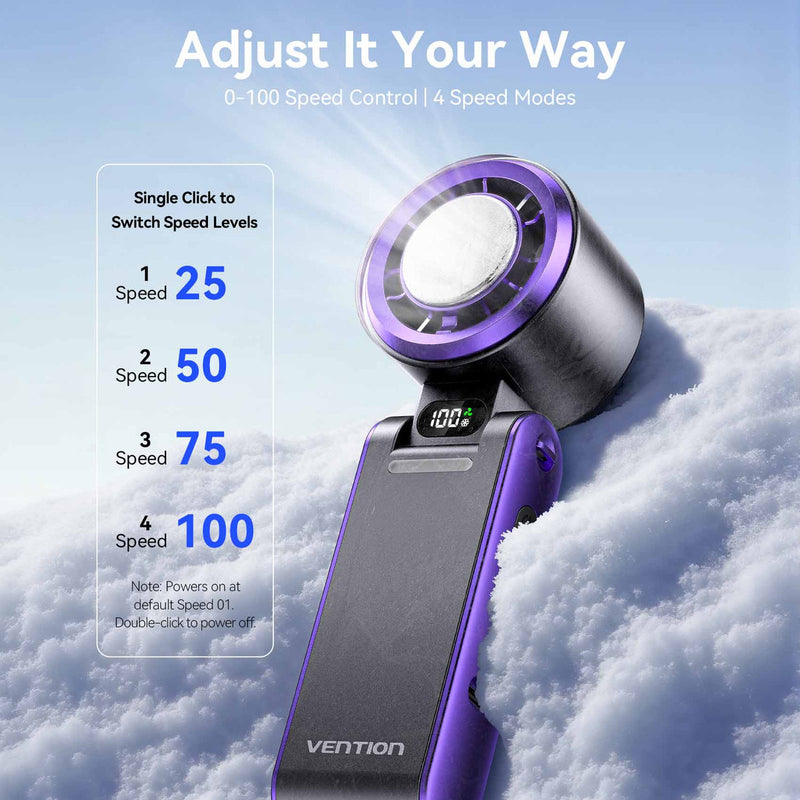Vention Handheld Foldable High-Speed Cooling Fan (White, Black/Purple) (PBCW0, PBDV0)