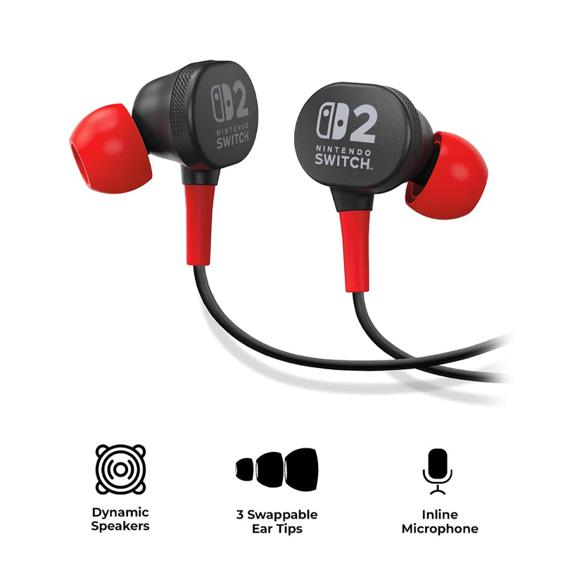 PowerA Wired Earbuds for Nintendo Switch 2 (Black)