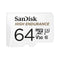 Sandisk High Endurance 64GB MicroSDXC Card With Adapter For Dash Cams & Home Security Cameras