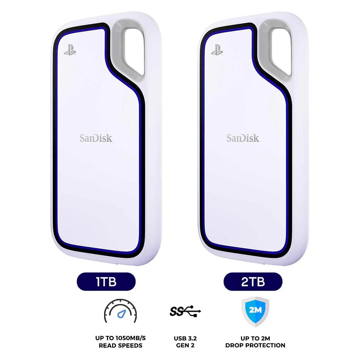 Sandisk Extreme USB 3.2 Gen 2 Up to 1050MB/s Portable SSD For PS5