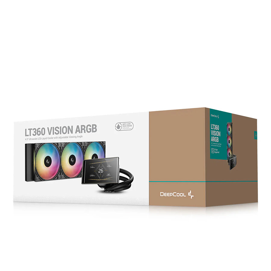 DeepCool LT360 Vision ARGB 4.5" Ultrawide LCD Liquid Cooler with Adjustable Viewing Angle 