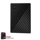 WD My Passport External Hard Drive USB 3.2 Gen 1 5TB (Black) + WD Soft Pouch