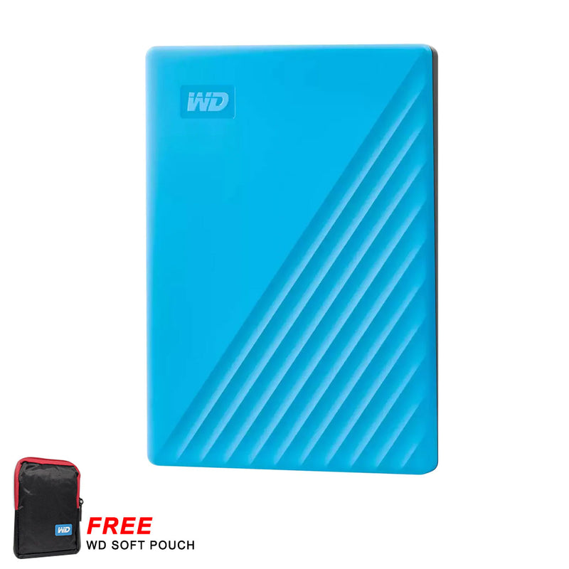 WD My Passport External Hard Drive USB 3.2 Gen 1 5TB (Blue) + WD Soft Pouch