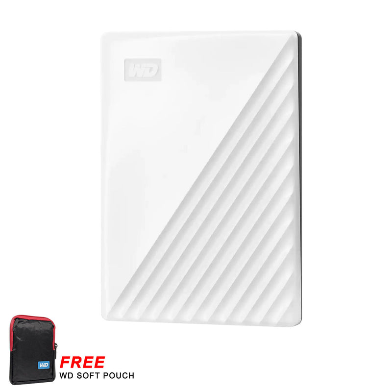 WD My Passport External Hard Drive USB 3.2 Gen 1 5TB (White) + WD Soft Pouch