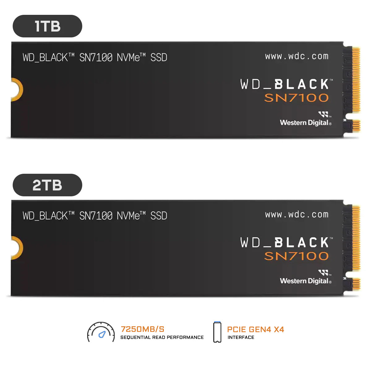 WD Black SN7100 NVMe PCIe Gen 4.0 M.2 2280 7250MB/s Read Speed Internal Gaming SSD (1TB, 2TB)