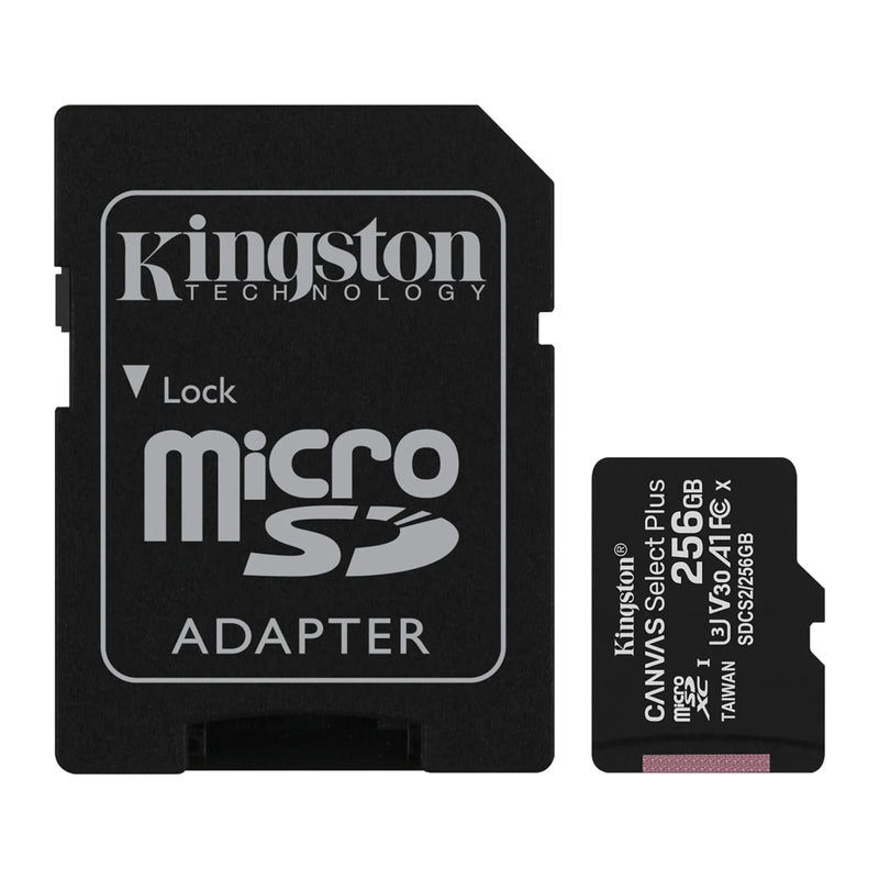 Kingston Canvas Select Plus 256GB 100MB/S Micro SD Memory Card With Android A1 Performance Class (SDCS2/256GB)