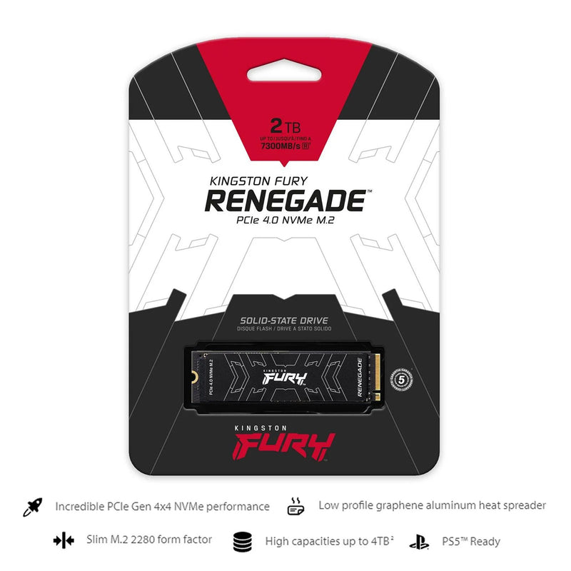 Kingston Fury Renegade 2TB PCIE 4.0 NVME M.2 Internal Gaming SSD (SFYRD/2000G)