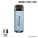 Transcend ESD300C 10GBPS USB Type-C Portable SSD (Sky Blue)