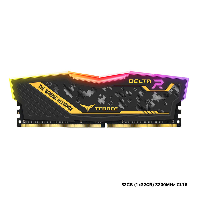 TeamGroup T-Force Delta TUF Gaming Alliance RGB DDR4 32GB (1x32GB) 3200MHz CL16 Desktop Memory (TF9D432G3200HC16F01)