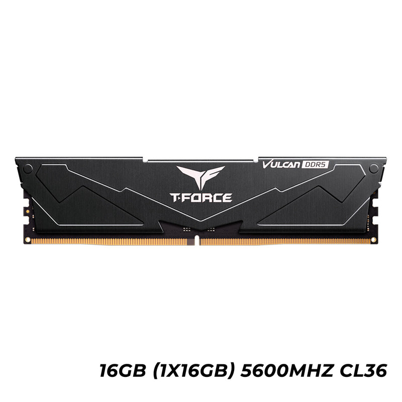 TeamGroup T-Force Vulcan DDR5 16GB (1x16GB) 5600MHz CL36 Gaming Desktop Memory (Black) (FLBD516G5600HC36B01)