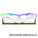 TeamGroup T-Force Delta RGB DDR5 16GB (1x16GB) 5200MHz CL40 Gaming Desktop Memory (White) (FF4D516G5200HC40C01)