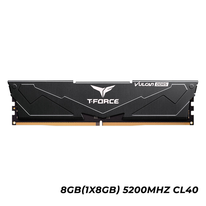 TeamGroup T-Force Vulcan DDR5 8GB(1x8GB) 5200MHz CL40 Gaming Desktop Memory (Black) (FLBD58G5200HC40C01)