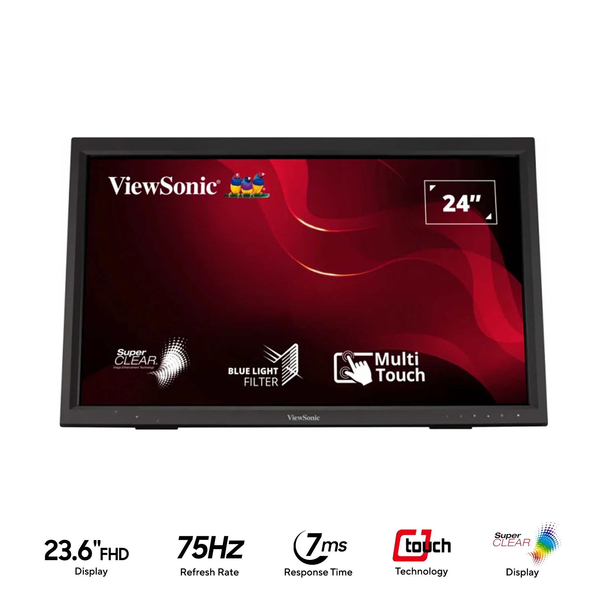 Viewsonic TD2423 23.6" FHD (1920x1080) 75hz 7ms IR Touch Monitor With Tilt Adjustment