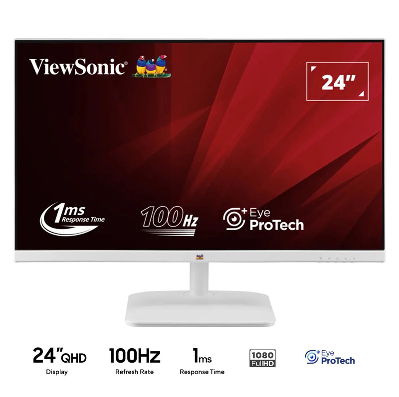 ViewSonic VA2432-MH-W 24" FHD (1920x1080) 100Hz 1ms MPRT IPS Monitor Featuring HDMI & Speakers