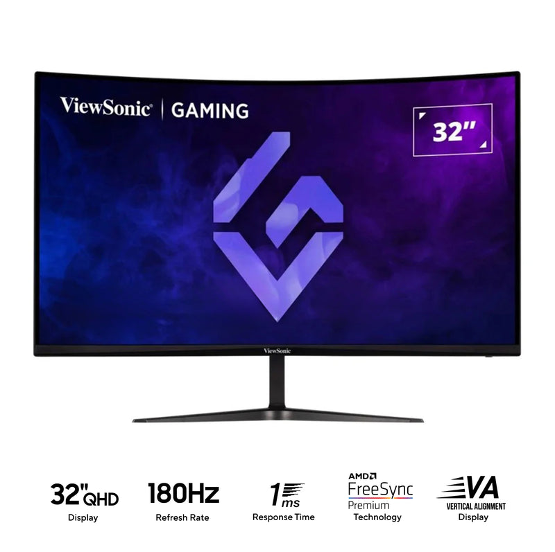 ViewSonic VX3218C-2K 32" QHD (2560x1440) 180Hz 1ms MPRT VA Curved Gaming Monitor with Tilt Adjustment