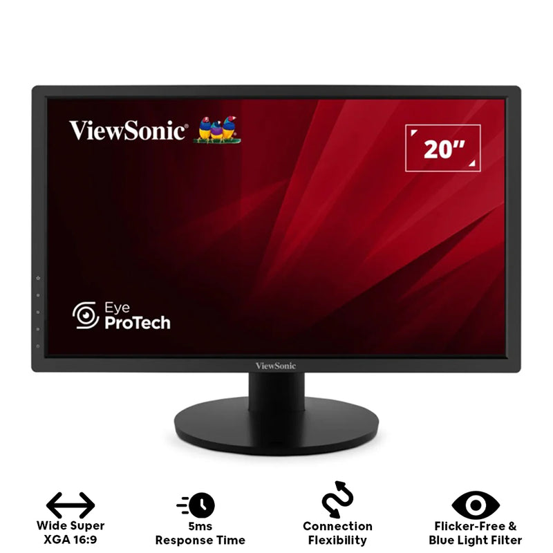 ViewSonic VA2025-H 20" WSXGA (1600x900) 60Hz 5ms GTG TN Technology Home & Office Monitor with Tilt Adjustment