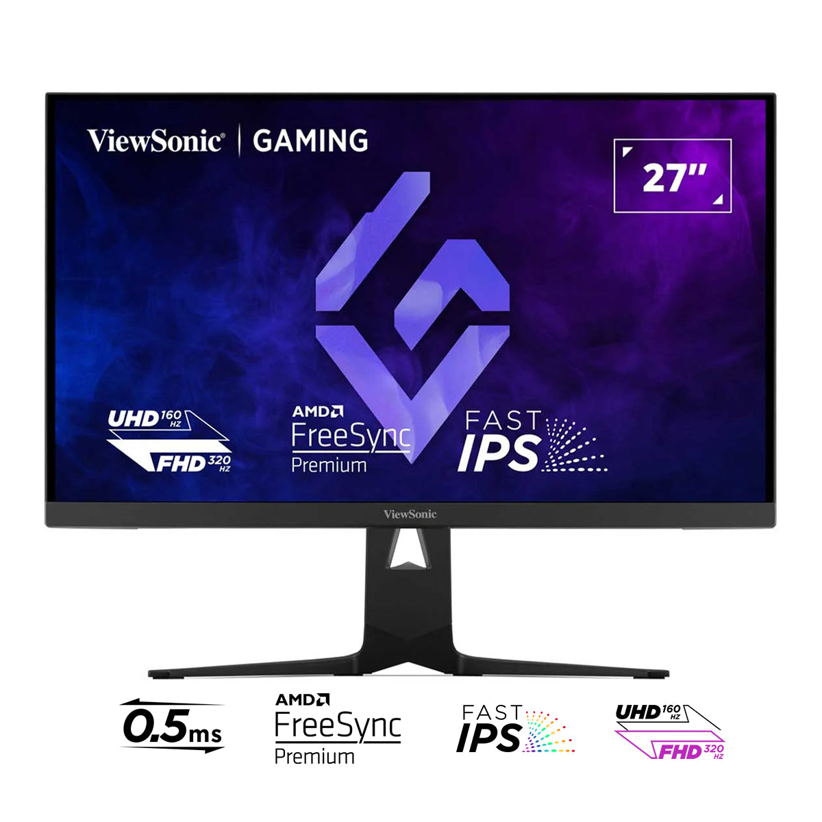 ViewSonic XG275D1-4K 27" (3840x2160) Dual Mode (UHD at 160Hz or FHD at 320Hz) 0.5ms MPRT Fast IPS Gaming Monitor