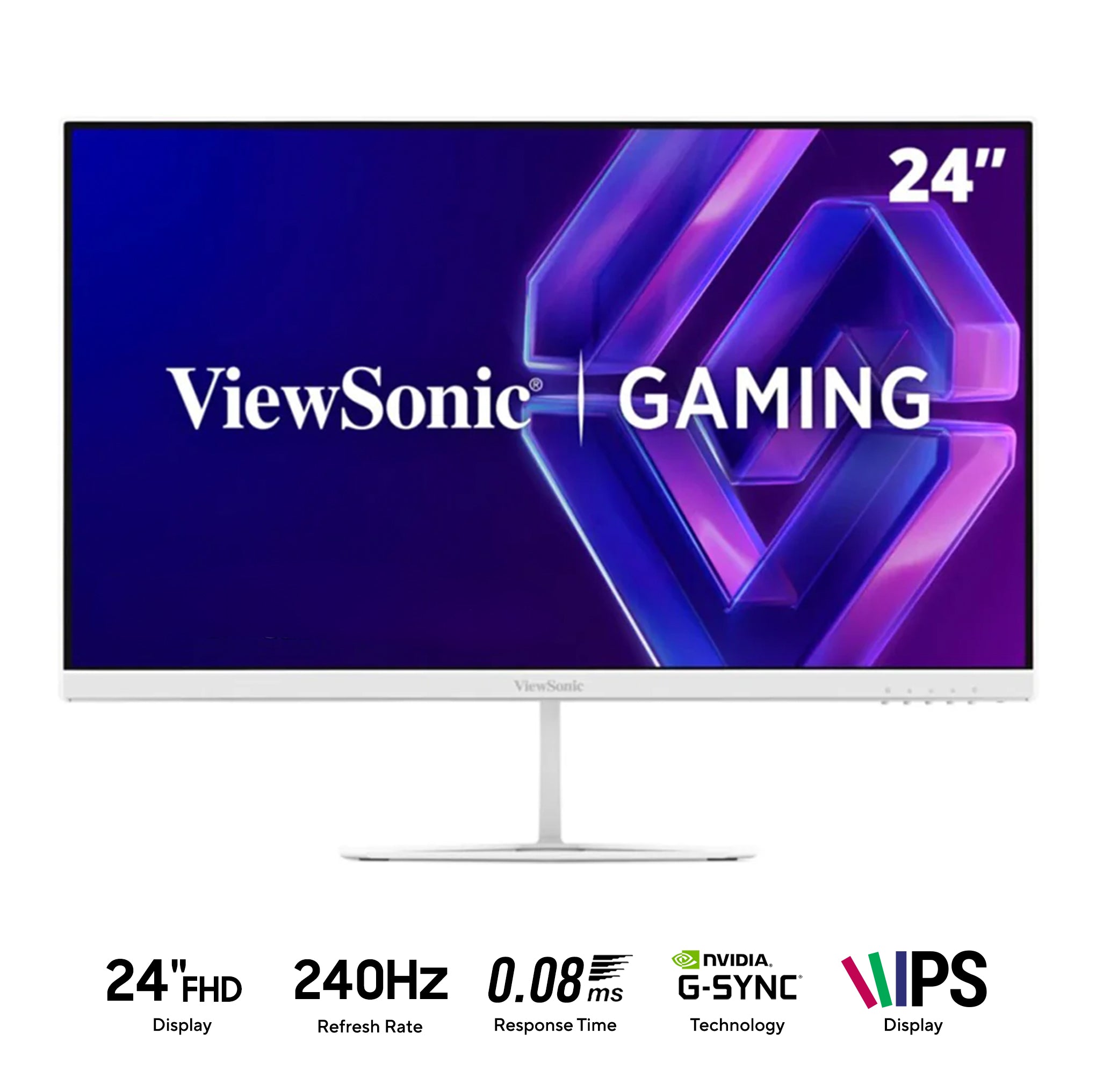 ViewSonic VX24G30-W 24" FHD (1920x1080) 240Hz 0.08ms MPRT IPS Gaming Monitor with Tilt Adjustment (White)
