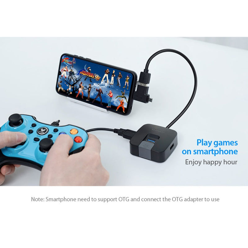 Vention 4-Port USB 3.0 Hub - USB-A to USB 3.0 x 4 + Micro-B - 0.15M (CHBBB)