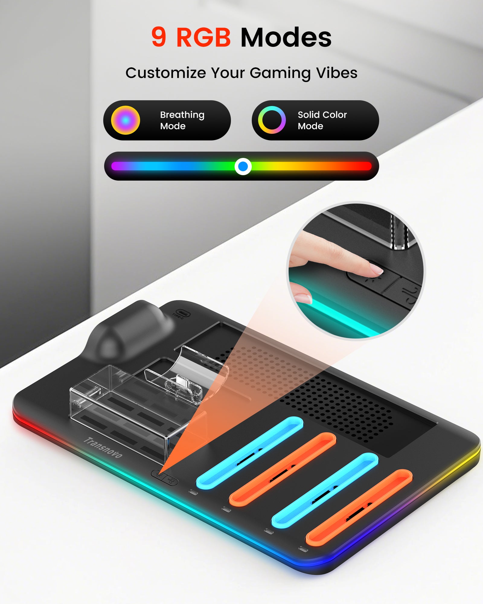 Transnovo Multi-Functional RGB Charging Dock Station for 4 Joy-Con Controller